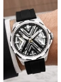 Silikon Kordon Çelik Kasa Otomatik Mekanizma Erkek Kol Saati Siyah-Beyaz sddk102