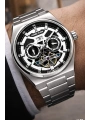 Çelik Kordon Çelik Kasa Otomatik Mekanizma Erkek Kol Saati Gümüş-Siyah-Beyaz sddk105