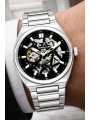Çelik Kordon Çelik Kasa Otomatik Mekanizma Erkek Kol Saati Gümüş-Siyah sddk106