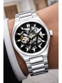Çelik Kordon Çelik Kasa Otomatik Mekanizma Erkek Kol Saati Gümüş-Siyah sddk106