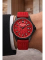 Lee Cooper Kırmızı Renk Silikon Kordon Takvimli Erkek Kol Saati 3atm Bileklik Sdlc020