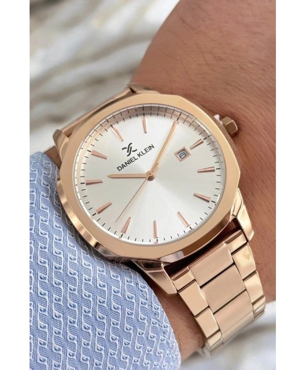 Erkek Kol Saati Rose Renk Takvimli Çelik Kordon 3 Atm sddk058