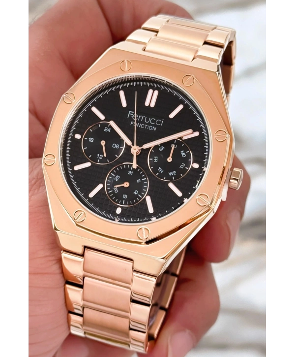 Çelik Kordon Function Erkek Kol Saati Rose 3atm Suya Dayanıklı Sdfer086