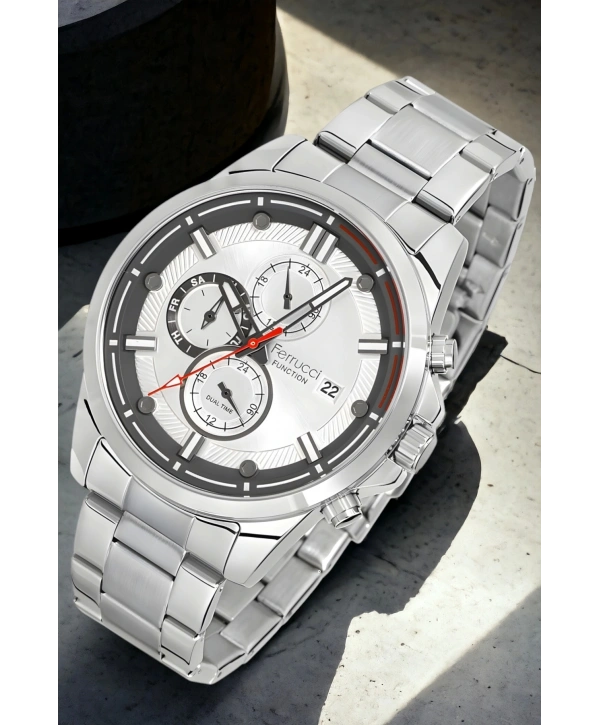 Erkek Kol Saati Gümüş-beyaz Renk Function Fcf.13853fm.04 Bileklik Hediye Sdfer115