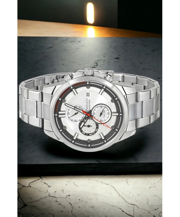 Erkek Kol Saati Gümüş-beyaz Renk Function Fcf.13853fm.04 Bileklik Hediye Sdfer115
