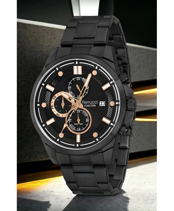 Erkek Kol Saati Siyah Renk Function Fcf.13853fm.03 Bileklik Hediye Sdfer115