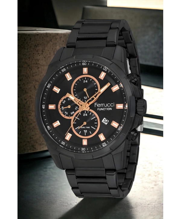 Erkek Kol Saati Siyah-rose Renk Function Fcf.13261fm.02 Bileklik Hediye Sdfer118
