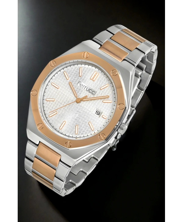 Takvimli Erkek Kol Saati Bileklik Fc.12715tm.02 Gümüş-rose Renk Sdfer127