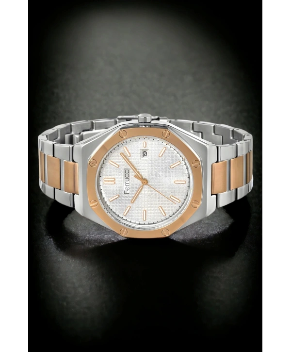 Takvimli Erkek Kol Saati Bileklik Fc.12715tm.02 Gümüş-rose Renk Sdfer127