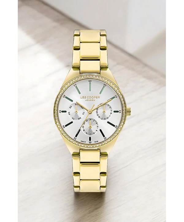 Fosforlu Gold Renk Çelik Kordon&kasa Kadın Kol Saati Bileklik Hediyeli Sdlc009