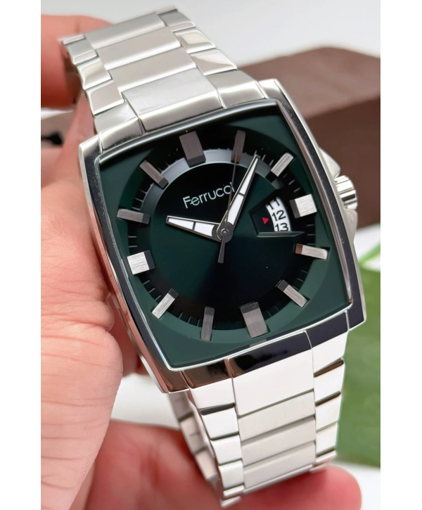 Erkek Kol Saati, Çelik Kordon & Özel Tasarım, 3atm Suya Dayanıklı Gümüş-yeşil Sdfer163