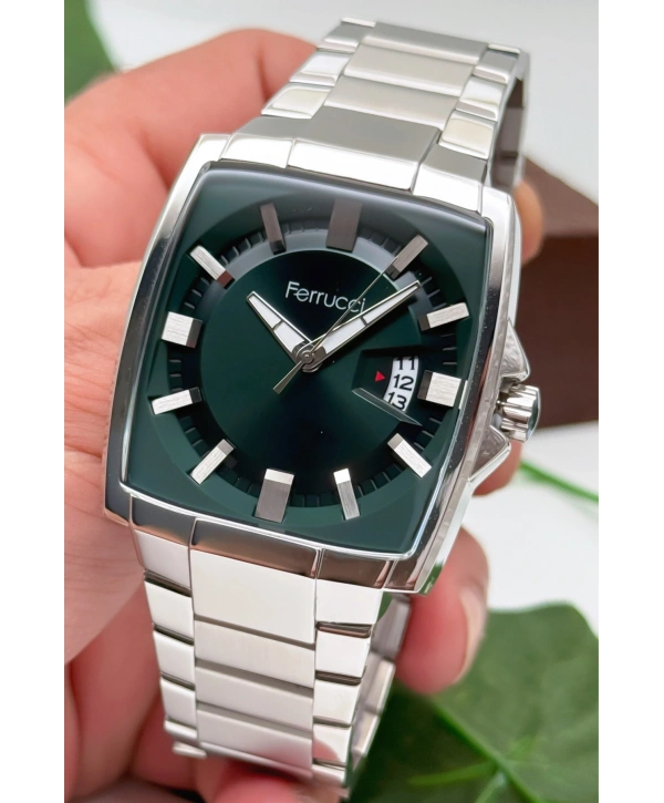 Erkek Kol Saati, Çelik Kordon & Özel Tasarım, 3atm Suya Dayanıklı Gümüş-yeşil Sdfer163