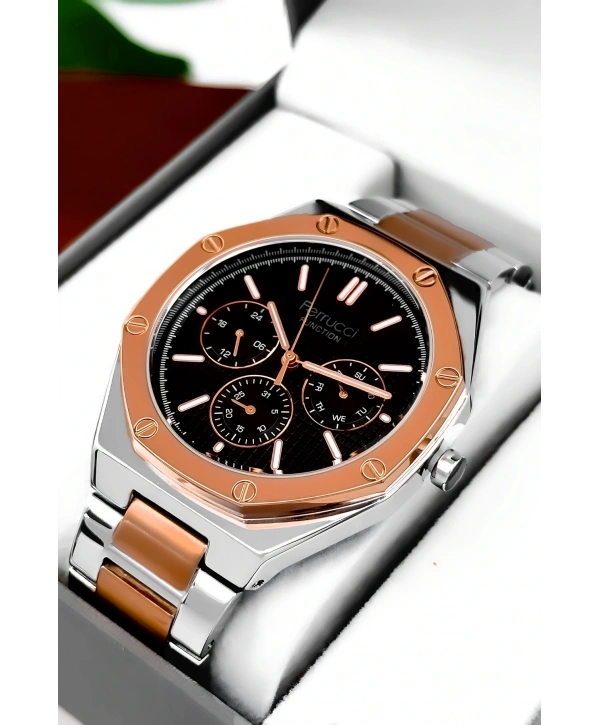 Erkek Kol Saati Rose-Gümüş Renk Çelik Kordon ve Kasa, Function sdfer001
