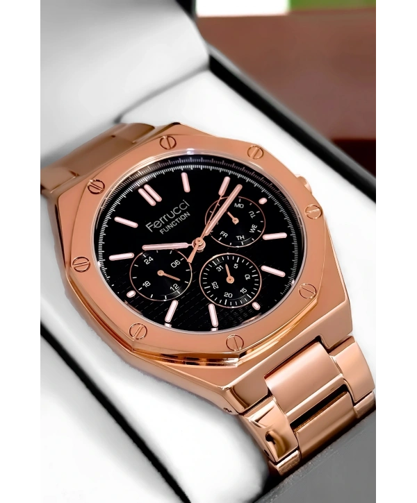 Erkek Kol Saati Rose Renk Çelik Kordon ve Kasa, Function sdfer001