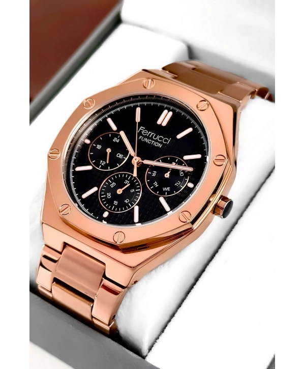 Erkek Kol Saati Rose Renk Çelik Kordon ve Kasa, Function sdfer001