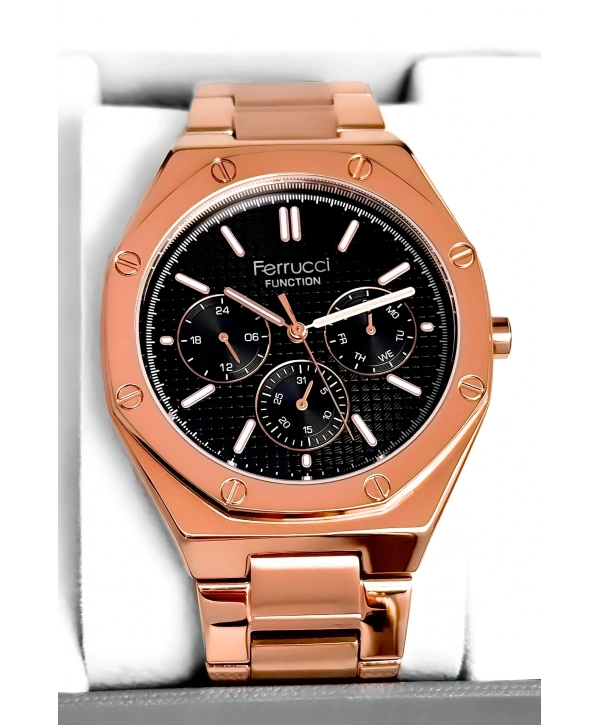 Erkek Kol Saati Rose Renk Çelik Kordon ve Kasa, Function sdfer001