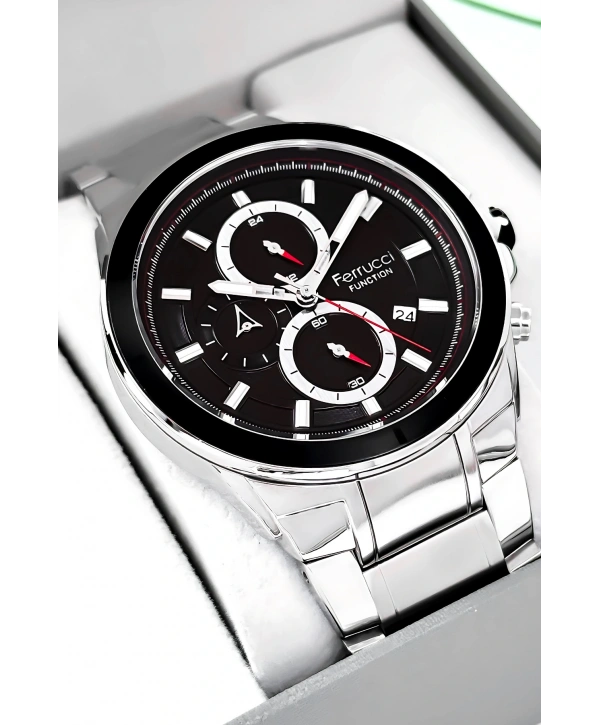 Erkek Kol Saati Function Gümüş-siyah Renk 3 Atm Su Geçirmezlik Bileklik Hediyesi Ile Sdfer0