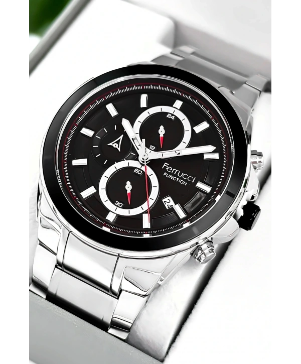 Erkek Kol Saati Function Gümüş-siyah Renk 3 Atm Su Geçirmezlik Bileklik Hediyesi Ile Sdfer0