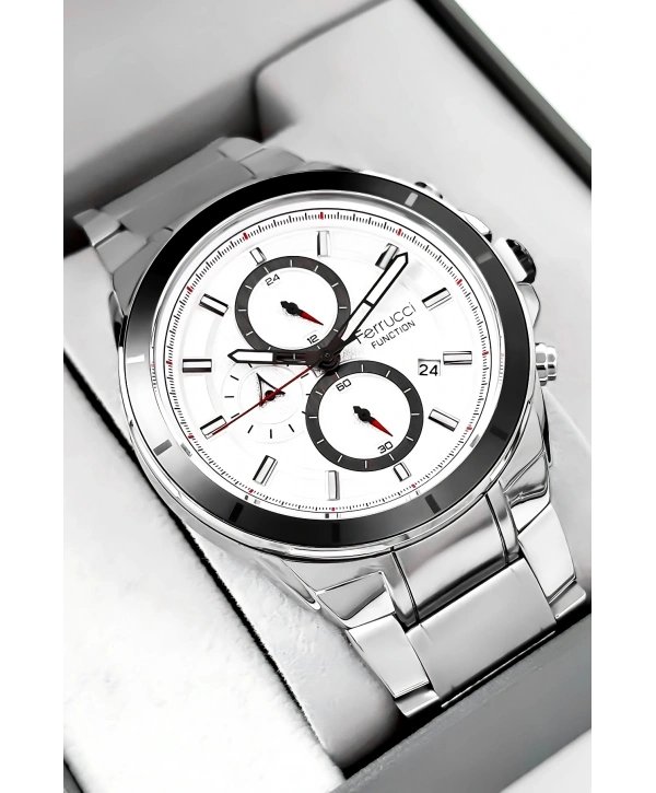 Erkek Kol Saati Function Gümüş Renk, 3 Atm Su Geçirmezlik Bileklik Hediyesi Ile Sdfer003