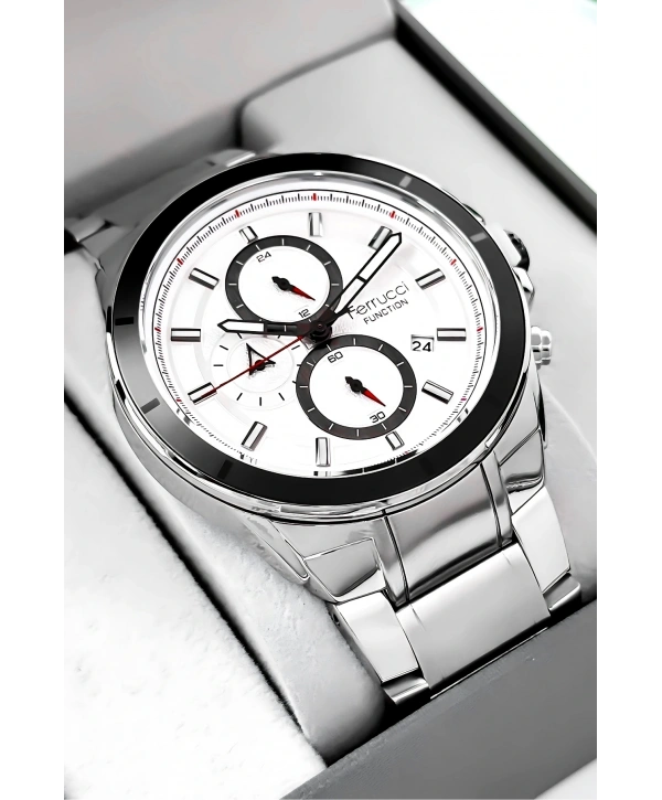 Erkek Kol Saati Function Gümüş Renk, 3 Atm Su Geçirmezlik Bileklik Hediyesi Ile Sdfer003