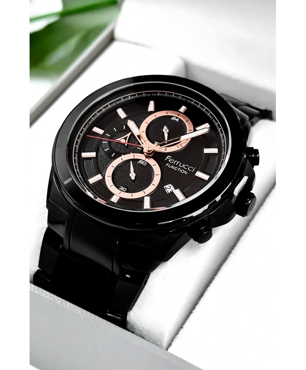 Erkek Kol Saati Function Siyah Renk, 3 Atm Su Geçirmezlik Bileklik Hediyesi Ile Sdfer003