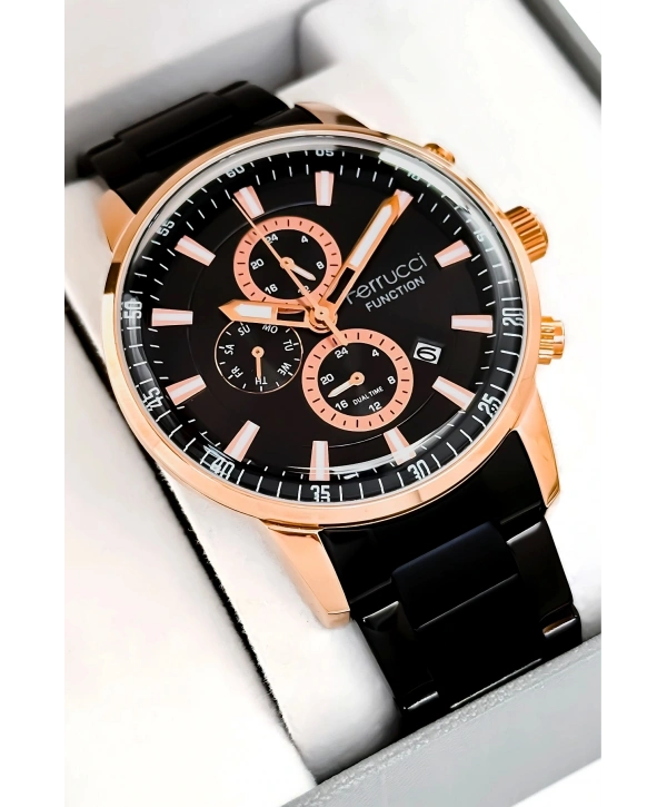 Function Erkek Kol Saati Siyah Renk Çelik Kordon Ve Rose Kasa, Sdfer004