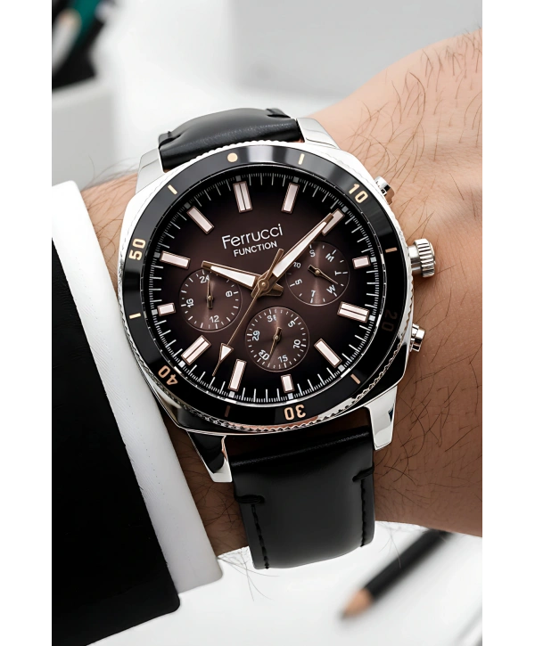 Function Erkek Kol Saati Çelik Kordon Bileklik Hediyeli Gümüş-Siyah sdfer029