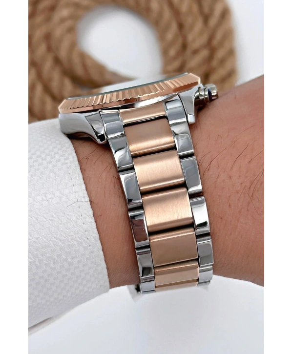 Erkek Kol Saati Çelik Kordon Tüm Fonksiyonlar Aktif Gümüş-rose Gold Sdb001