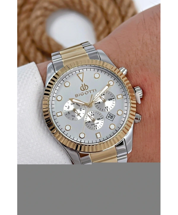 Erkek Kol Saati Tüm Fonksiyonlar Aktif Gümüş-altın Sdb001