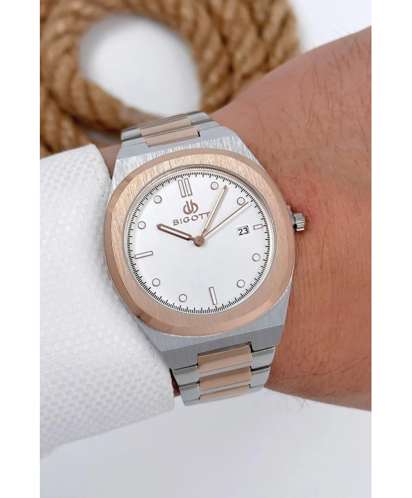 Erkek Kol Saati Tüm Fonksiyonlar Aktif Gümüş-rose Gold Sdb004