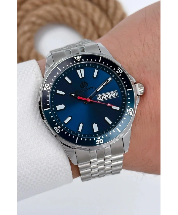 Erkek Kol Saati Tüm Fonksiyonlar Aktif Gümüş-mavi Sdb002