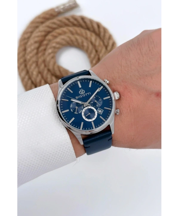 Erkek Kol Saati Tüm Fonksiyonlar Aktif Mavi Deri Kordon Sdb006