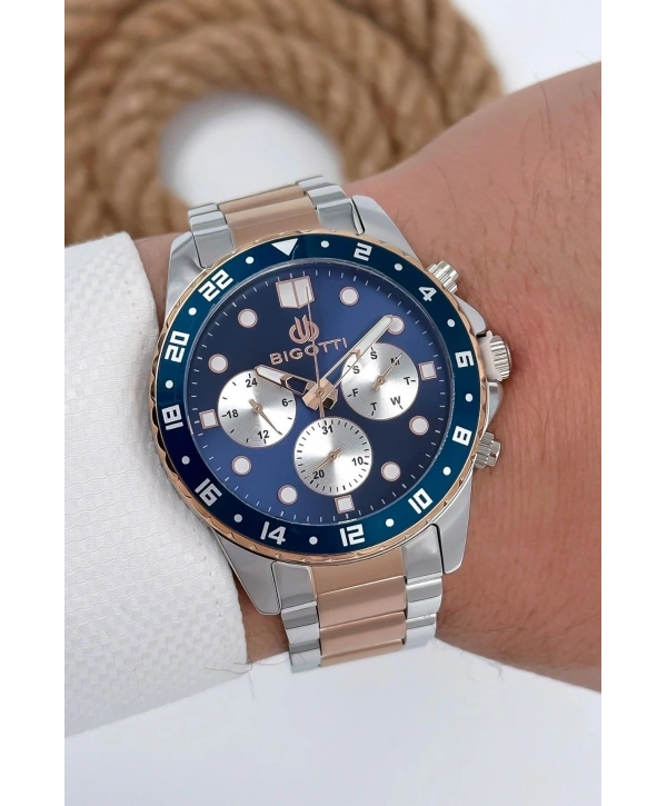 Erkek Kol Saati Tüm Fonksiyonlar Aktif Gümüş-rose Gold Sdb003