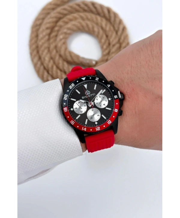 Erkek Kol Saati Tüm Fonksiyonlar Aktif Kırmızı Silikon Kordon Sdb009