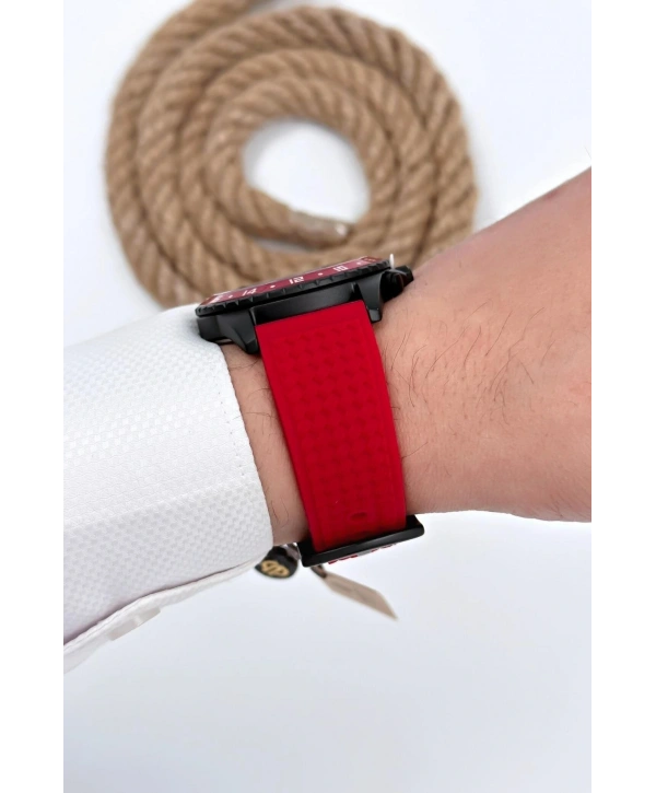 Erkek Kol Saati Tüm Fonksiyonlar Aktif Kırmızı Silikon Kordon Sdb009