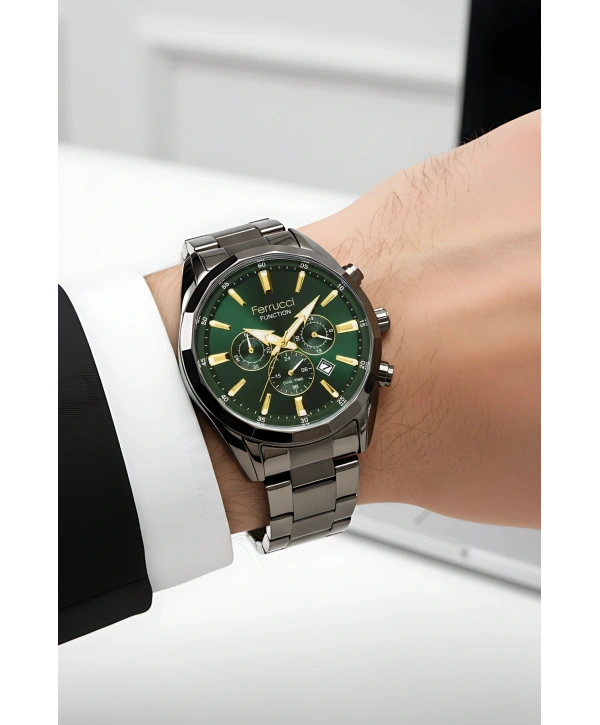 Function Erkek Kol Saati Çelik Kordon Füme Bileklik Hediyeli 3atm sdfer061