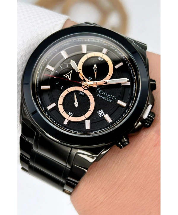 Function Erkek Kol Saati Çelik Kordon Siyah Bileklik Hediyeli 3atm Sdfer059