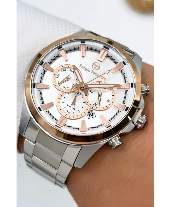Sergio Tacchini Premium Lüx Çelik Kordon Erkek Kol Saati Gümüş-beyaz Stsd006