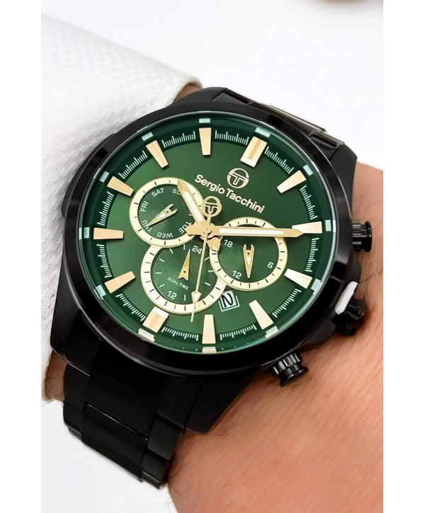 Sergio Tacchini Premium Lüx Çelik Kordon Erkek Kol Saati Siyah Stsd006