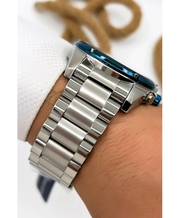 Sergio Tacchini Premium Lüx Çelik Kordon Erkek Kol Saati Gümüş-mavi Stsd010