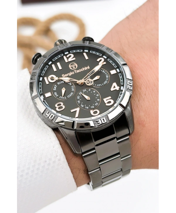 Sergio Tacchini Premium Lüx Çelik Kordon Erkek Kol Saati Füme Stsd009