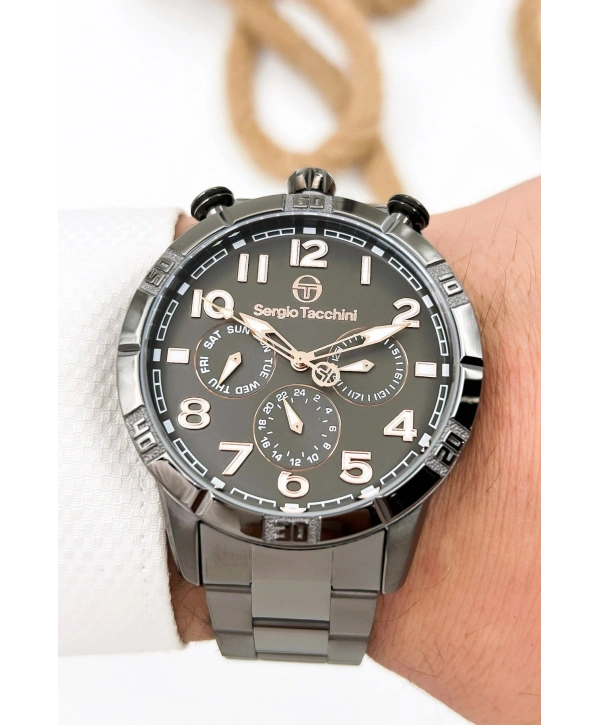 Sergio Tacchini Premium Lüx Çelik Kordon Erkek Kol Saati Füme Stsd009