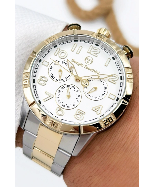 Sergio Tacchini Premium Lüx Çelik Kordon Erkek Kol Saati Gümüş-gold Stsd009