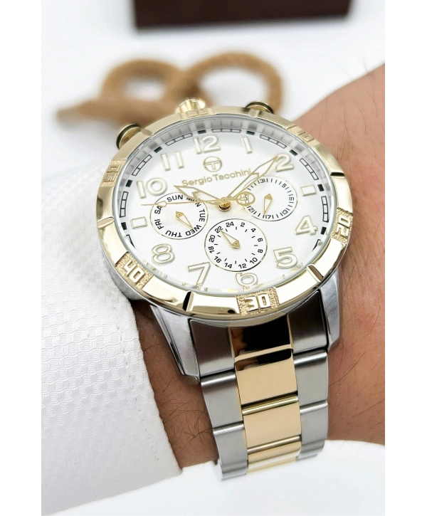 Sergio Tacchini Premium Lüx Çelik Kordon Erkek Kol Saati Gümüş-gold Stsd009