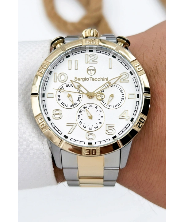 Sergio Tacchini Premium Lüx Çelik Kordon Erkek Kol Saati Gümüş-gold Stsd009