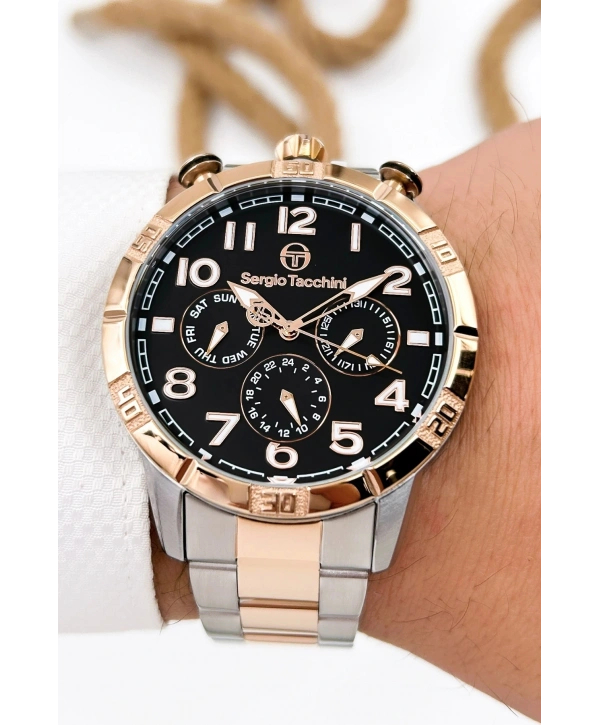 Sergio Tacchini Premium Lüx Çelik Kordon Erkek Kol Saati Gümüş-rose Stsd009