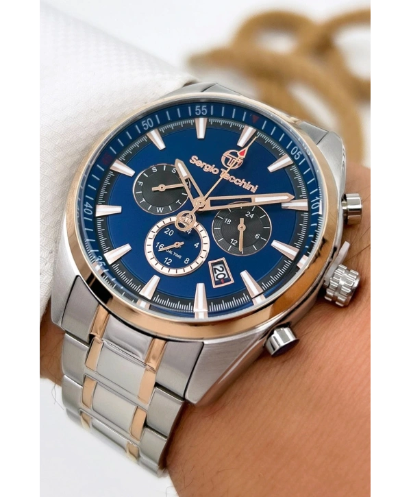 Sergio Tacchini Premium Lüx Çelik Kordon Erkek Kol Saati Gümüş-rose Stsd007