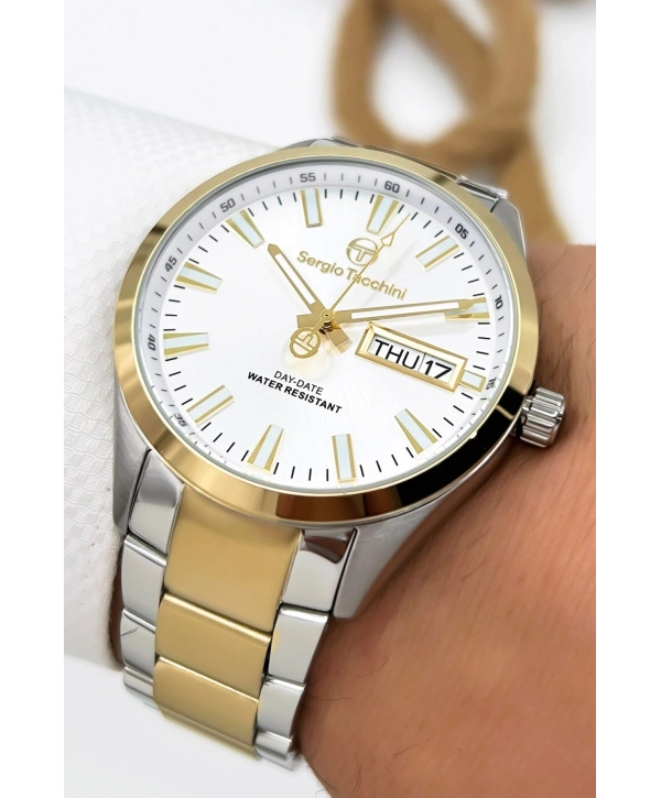 Sergio Tacchini Premium Lüx Çelik Kordon Erkek Kol Saati Gümüş-gold Stsd011