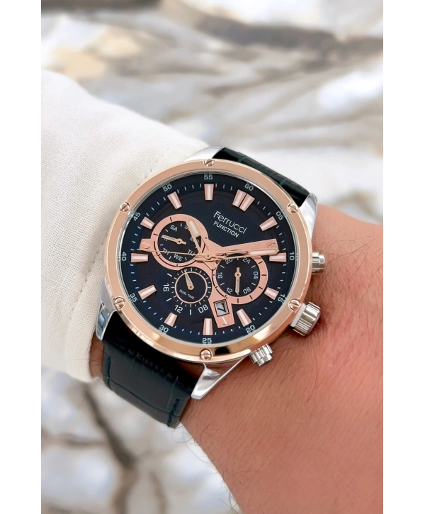 Function Lacivert Deri Kordon Erkek Kol Saati 3 Atm Suya Dayanıklı Sdfer067