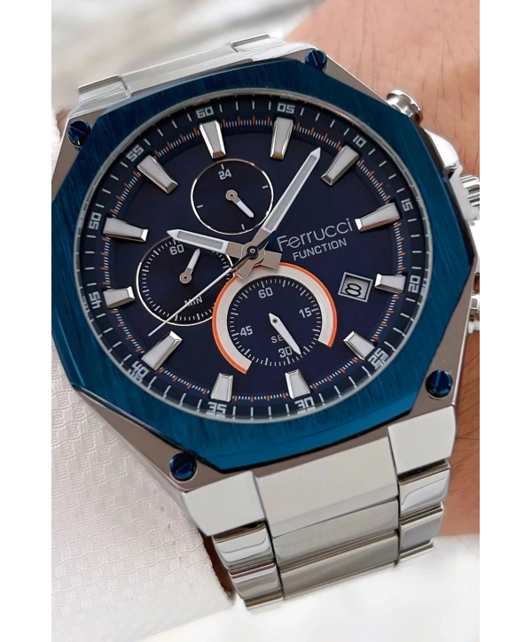 Çelik Kordon Function Gümüş-mavi Yeni Sezon Erkek Kol Saati Sdfer075